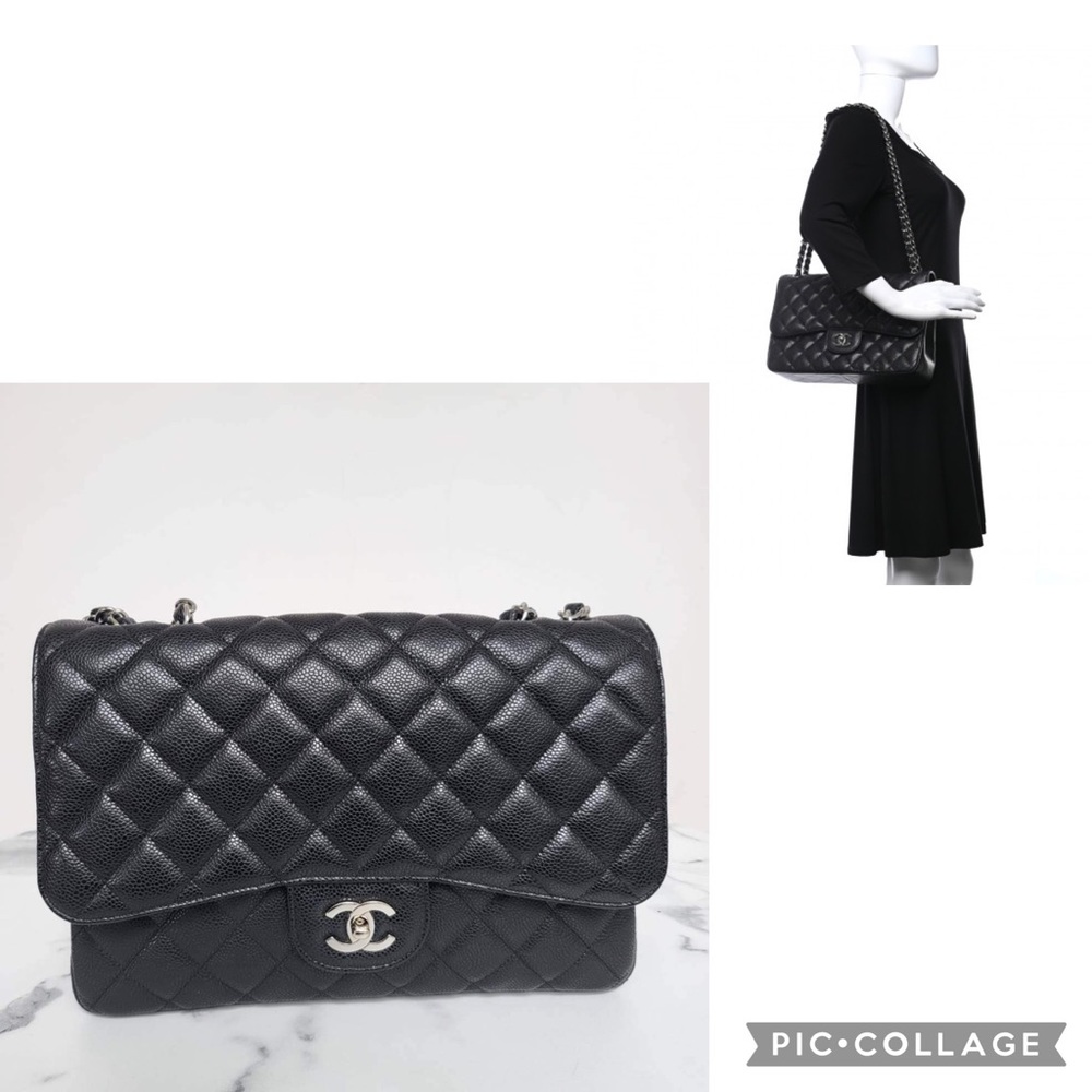 Authentic Chanel Classic Jumbo Caviar